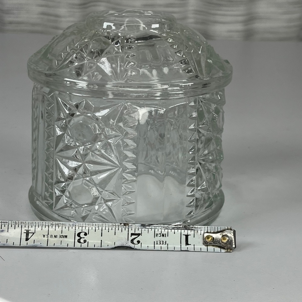 Vintage Clear Pressed Glass Fairy Lamp Shade Only Starburst Diamond 4 Inch - Picture 5 of 10